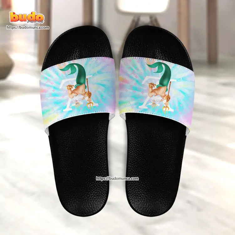 Slide sandals king triton trident disney and louis vuitton gift unique slide sandals for man woman and kid